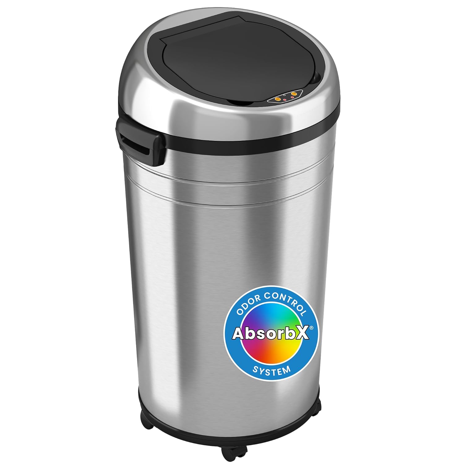 iTouchless 23 Gallon Sensor Trash Can with AbsorbX Odor Control System & Wheels, Stainless Steel Touchless Commercial Grade 85 Liter Garbage Bin for Office, Store, Home and Kitchen