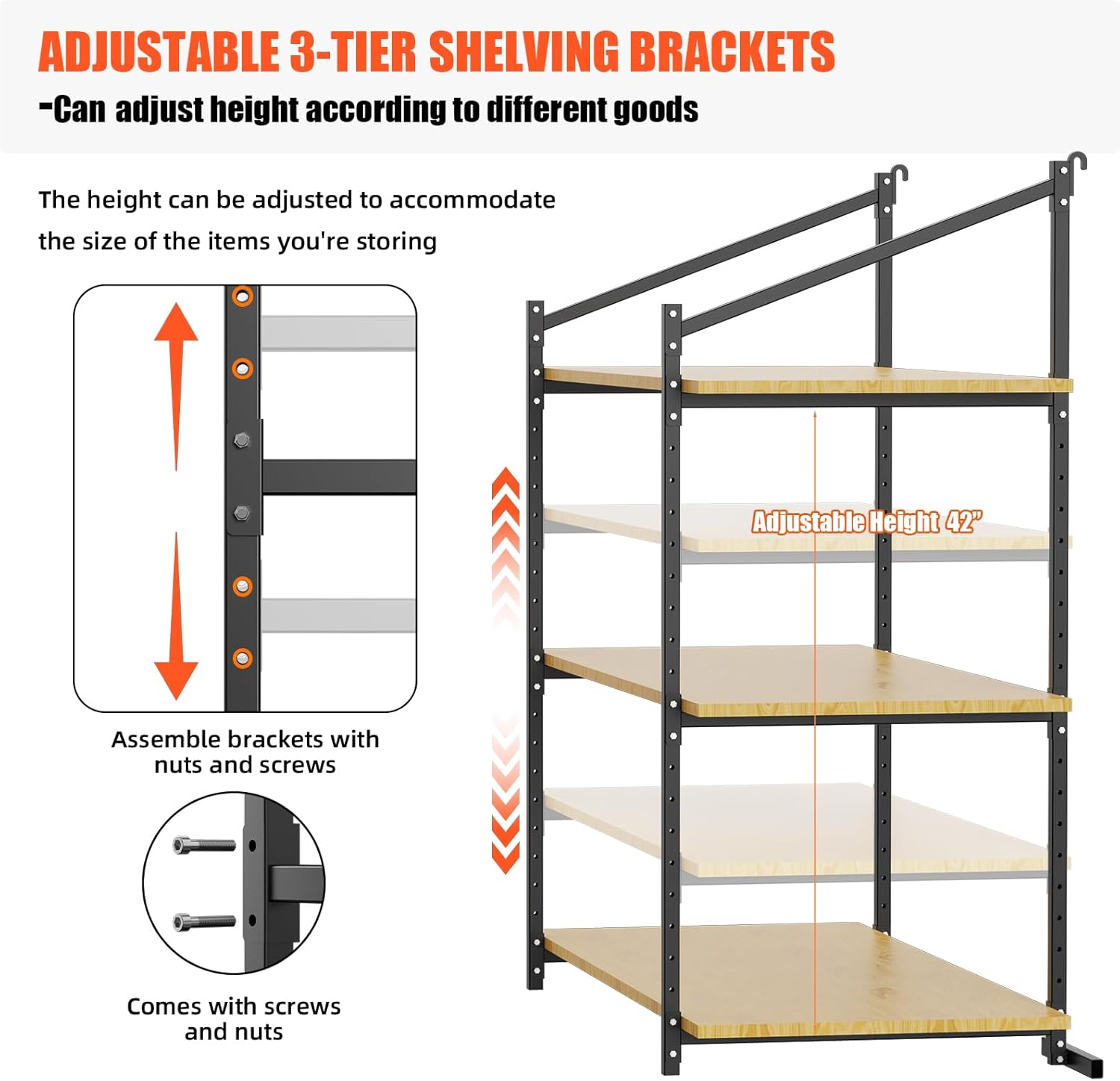 3 Pack Shipping Container Shelves Bracket with 60