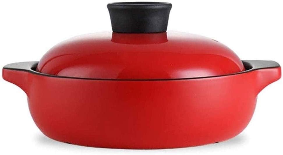 High Temperature Resistance Ceramic Casseroles Stew Soup Fire Stockpot, 3L for 1-3People
