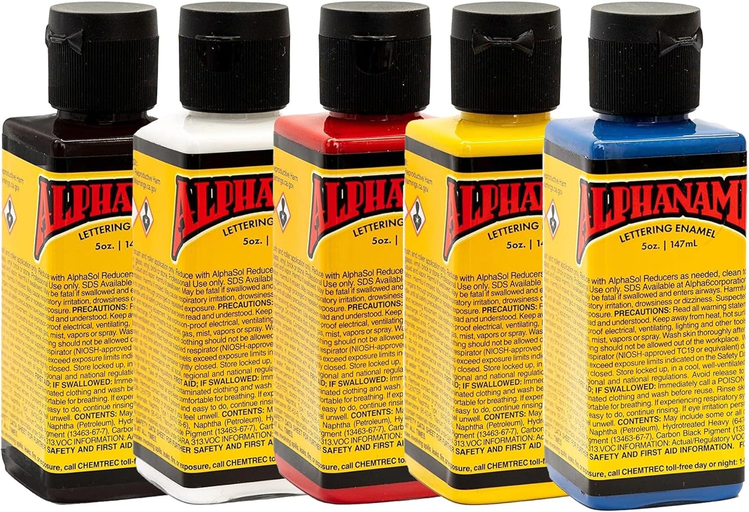 Alphasample Set – Vibrant High-Pigment Enamel Paint for Pinstriping, Sign Painting, Fine Art, with Smooth Gloss Finish (5 oz)