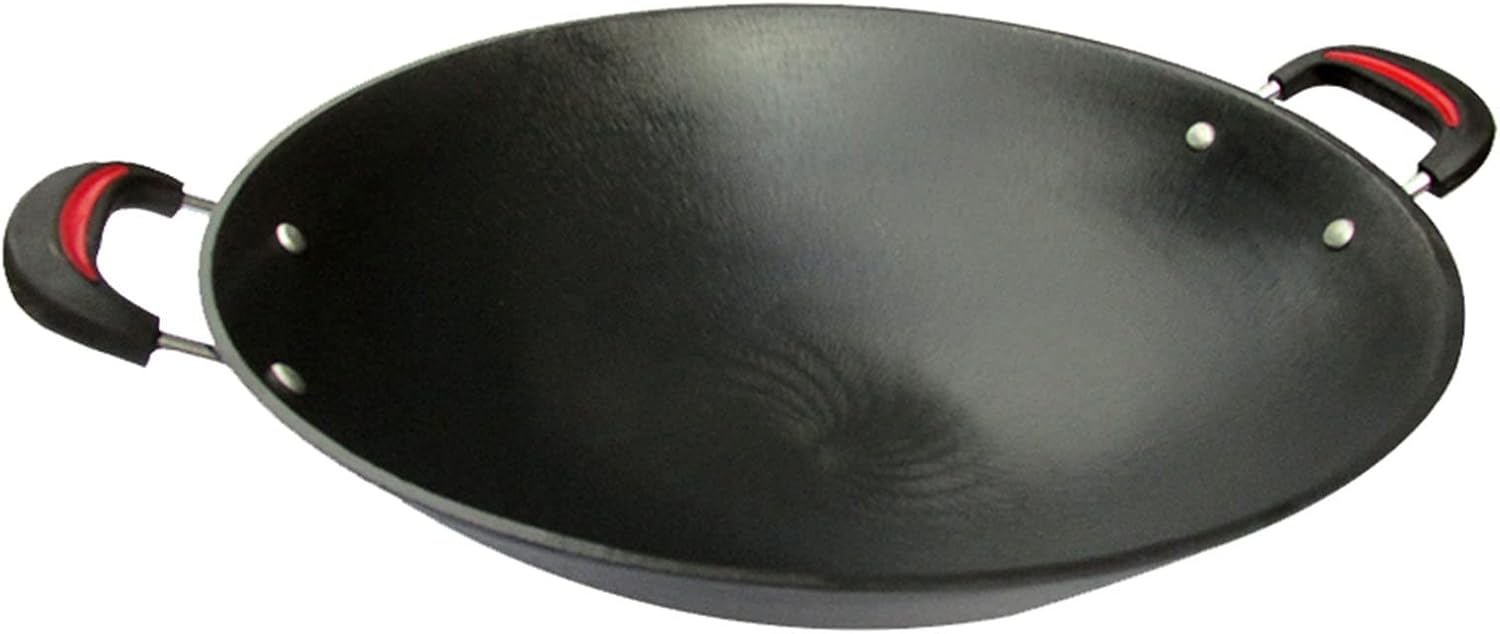 Cast Iron Wok, Double Ear Large Iron Wok, Household Large Iron Wok Pot, Double Ear Cast Iron Pot,51Cm,46cm