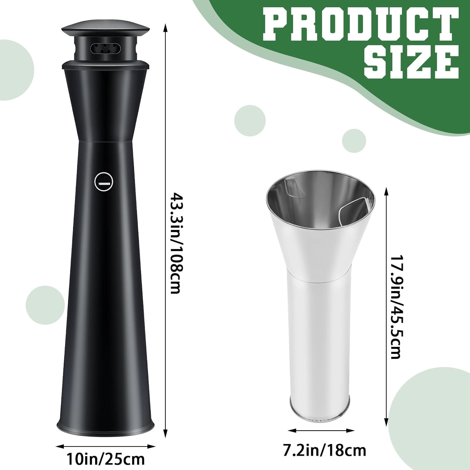 Steel Outdoor Trash Can Receptacle, Standing Trash Bin with Removable Inner Bucket Vertical Waste Collector Container for Outside Home Backyard Patio Office Hotel(Tower Type)