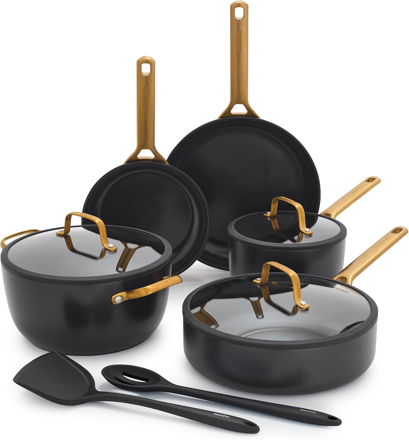 GreenPan Nonstick Reserve Pro 10 Piece Cookware Set, NSF Certified Ceramic, Hard Anodized PFAS-Free Pots & Pans Set with Lids, Stainless Steel Handles, Oven & Dishwasher Safe, Oyster Gray