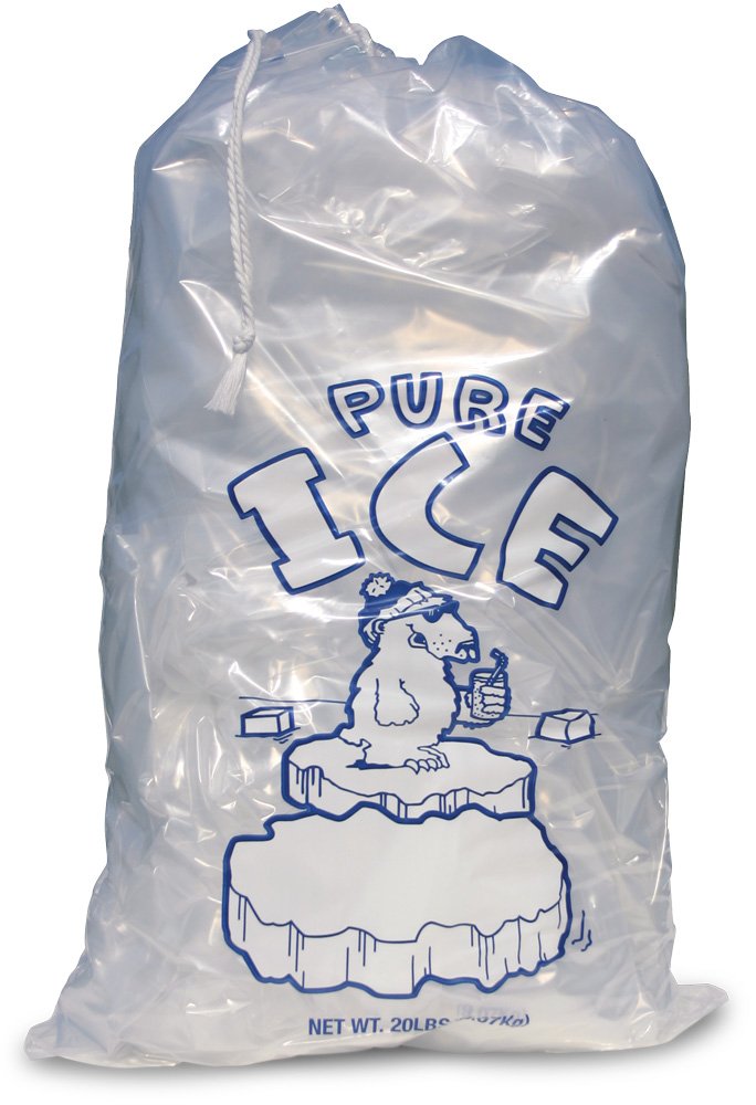 TFD Supplies 250 ea. 20lb Clear Ice Bag with Drawstring