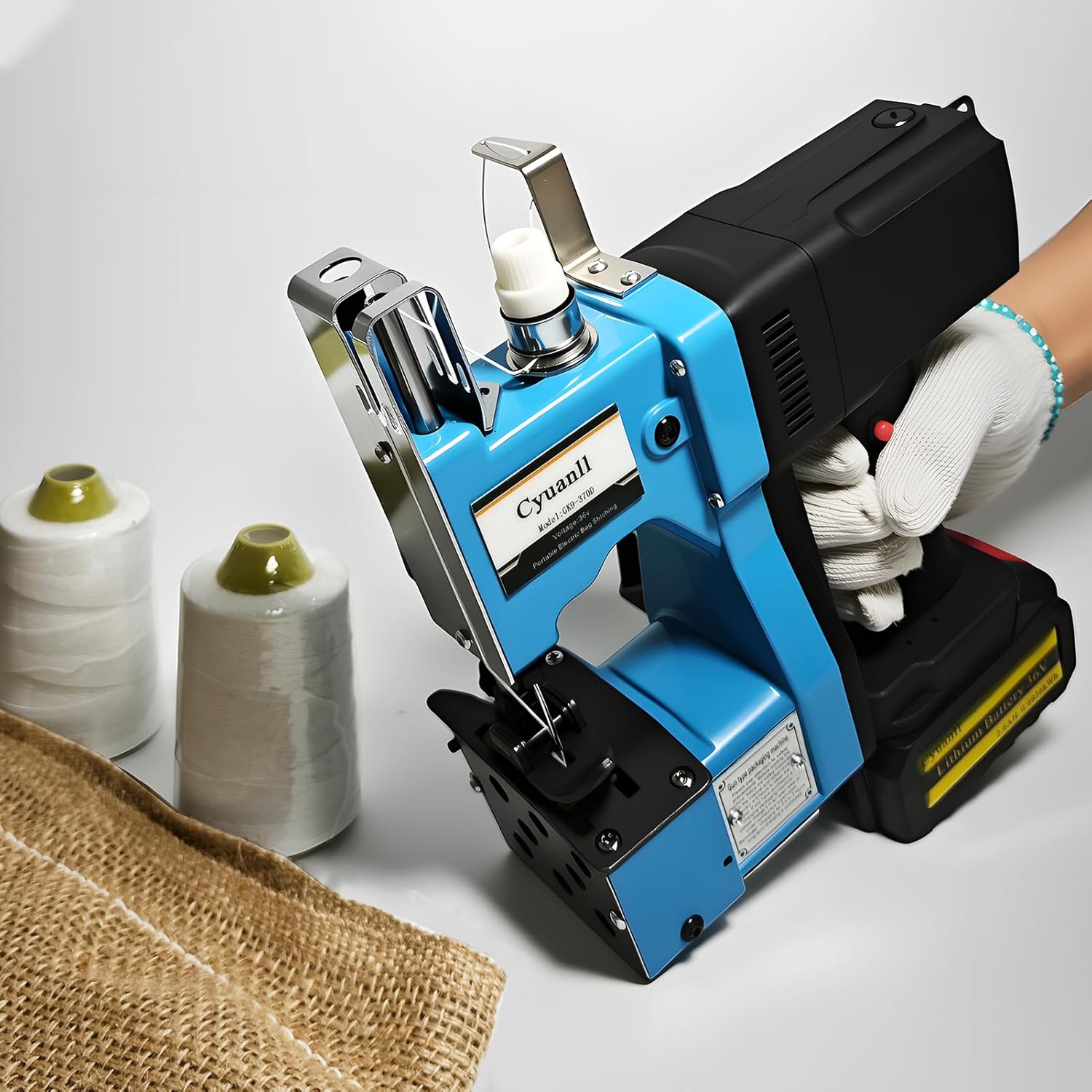 Bag Sewing Machine-Electric Portable Bag Sewing Machine 2s/bag,Bag Closer Automatic Woven Bag Sewer Packing Machine for Burlap PP Woven Kraft Paper Bag Feed Sacks Rice Bags Jute Bags-Red