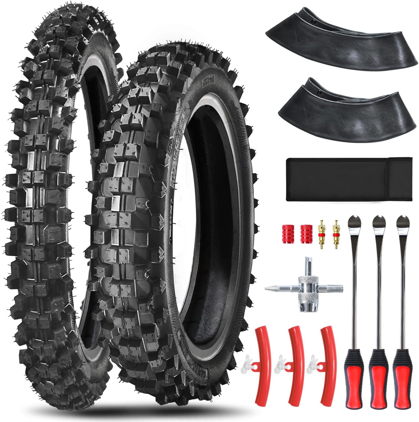Dirt Bike Rear 90/100-14 3.00-14 Front 70/100-17 2.75-17 Tire and Inner Tube for KLX140 KX85 TTR125 RM80 RM85 TaoTao DB17 DB27 Apollo RFZX18 Coolster SR150 Pit Bike Off Road Motocross Motorcycle