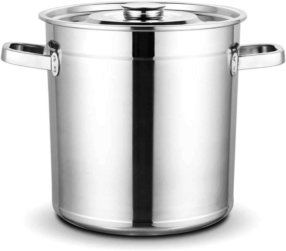 Large 3-Layer Composite Bottom,Food Grade 304 Stainless Steel Soup Barrel Soup Kitchen,Diameter 30cm,Height 30cm (Silver-50cmx50cm