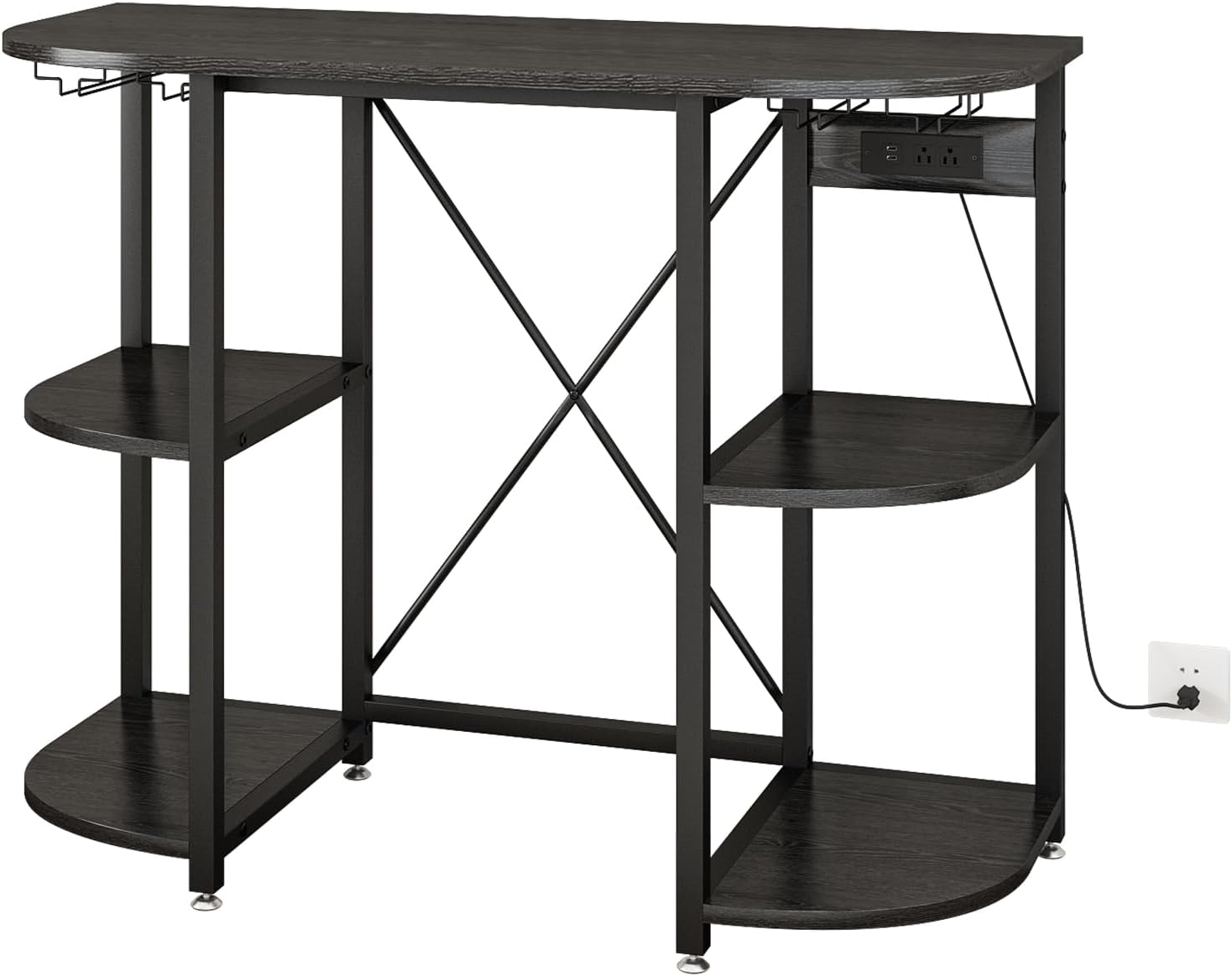 Mini Fridge Stand with Power Outlet and Led Light,Microwave Stand with Storage,Mini Fridge Cabinet with Wine Rack,Bar Cabinet with Fridge Suitable for Kitchen,Dining Room,Living Room,Black