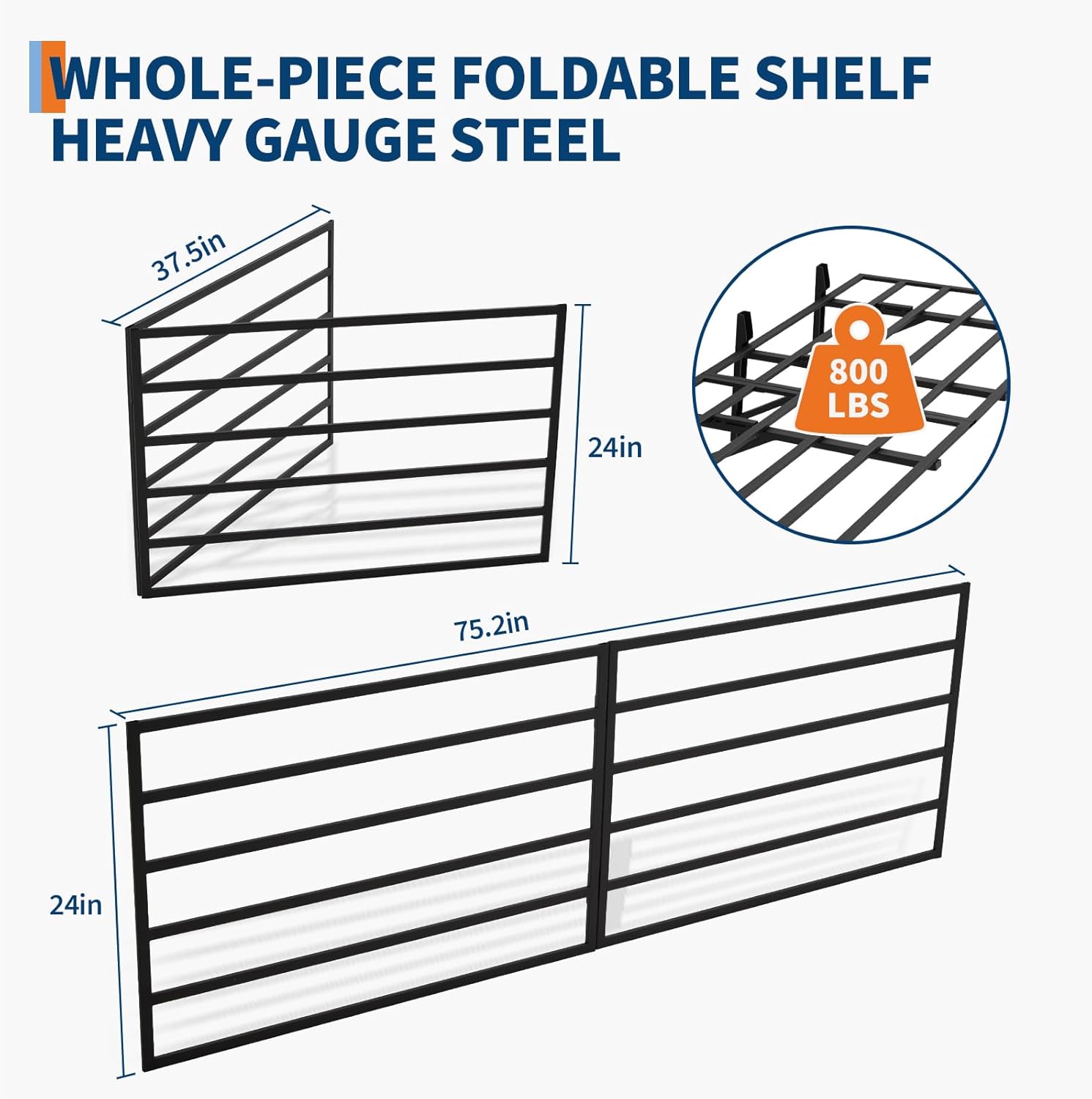 2-Pack 2x6Ft Storage Shelves,24-Inch-by-71-Inch Total Load 1600LBS Heavy Duty Garage Wall Shelving, Rust-Proof Metal Shelf Wall Mount Easy Installation,Space-Saving Wall Rack Garage Shelving