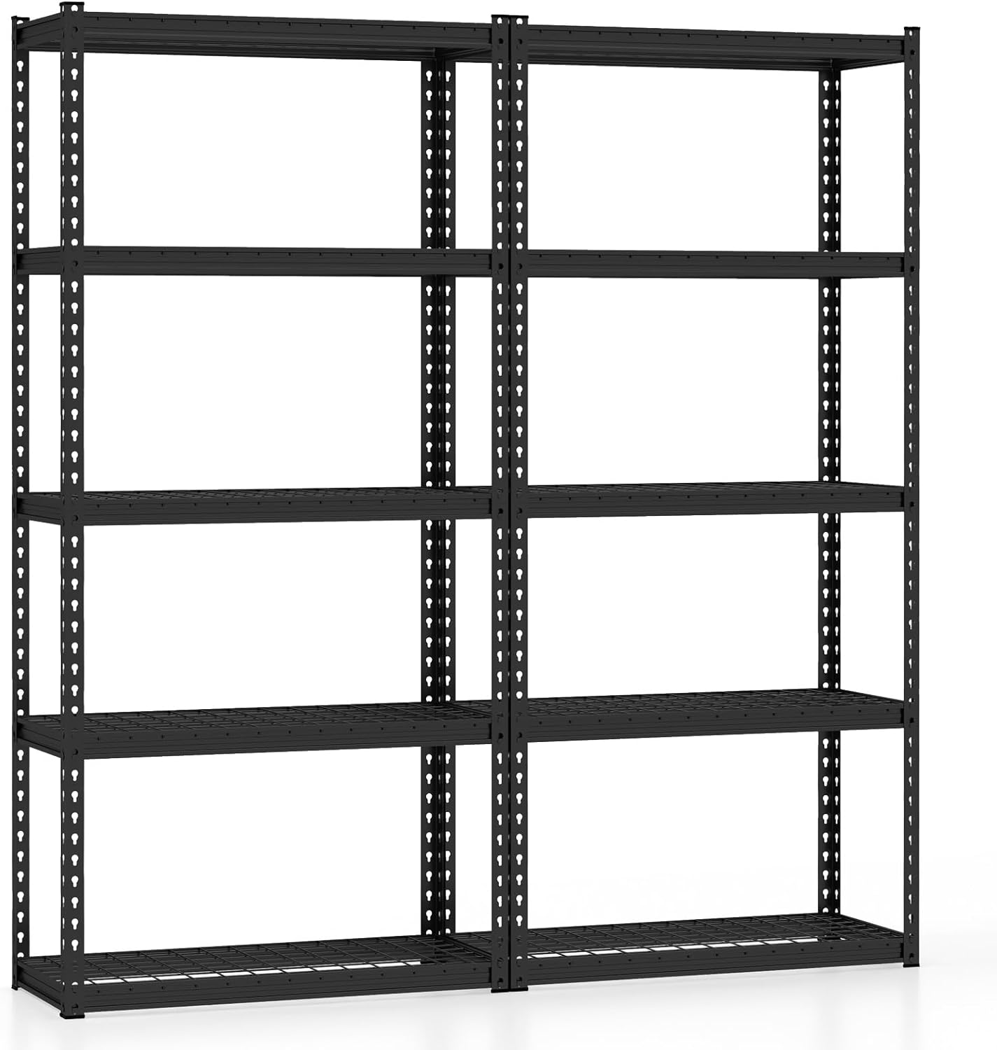 Goplus 5-Tier Metal Shelving Unit, 2 Pack Heavy Duty Wire Storage Rack with Anti-Slip Foot Pads, Height Adjustable Shelves for Warehouse, Kitchen, Living Room, Garage, 15.5