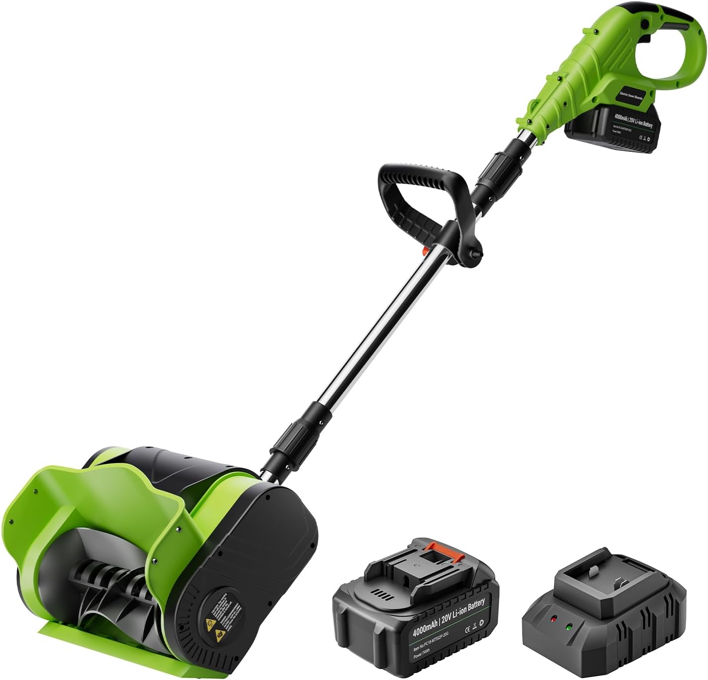 Aootek Cordless Snow Shovel, 21V Battery Powered Snow Thrower, Battery Snow Blower with Auxiliary Handle