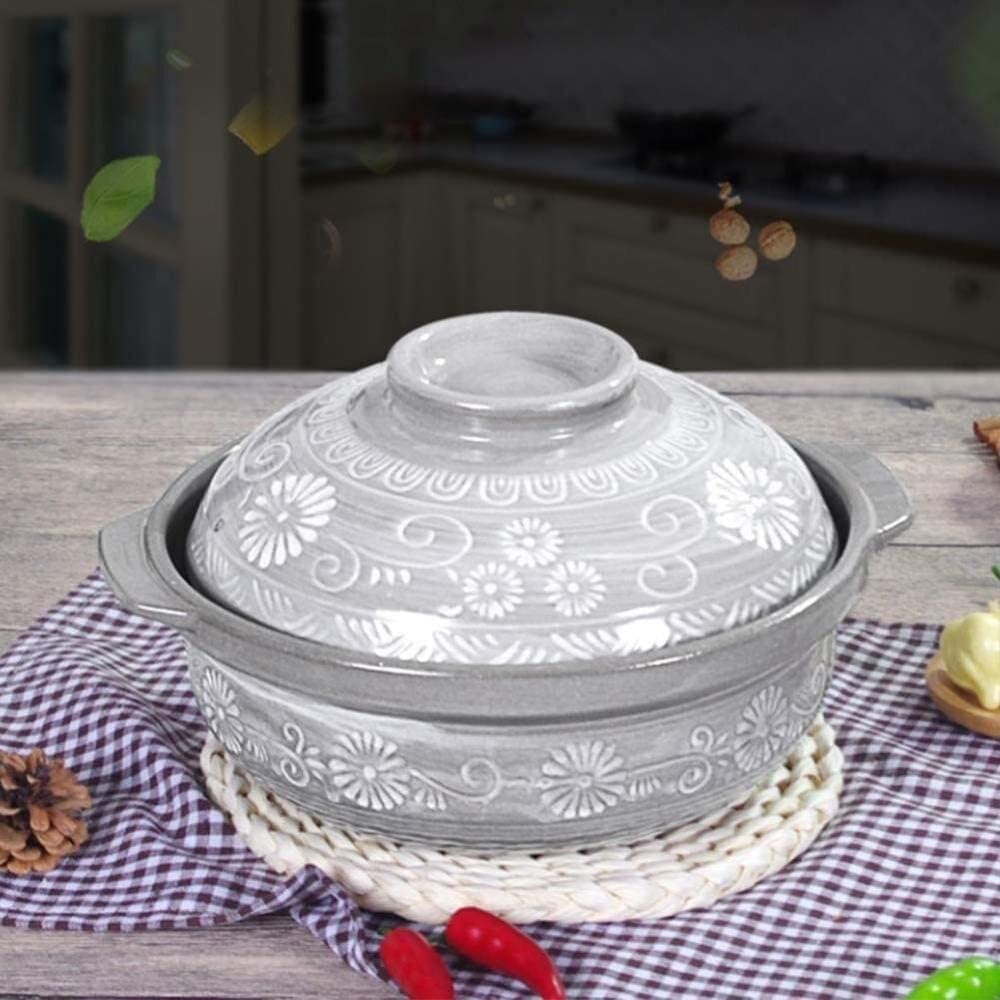 Ceramic Casserole Pot with Lid, High-Temperature Resistant Terracotta Stew Pot, Multi-Purpose, Fast Heat Conduction, Soup for Stovetop & Microwave(Capacity 4000ml)