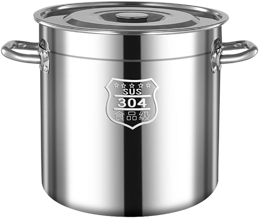 Stockpots 304 Stainless Steel Bucket Soup Pot, Thickened Food Grade, Commercial Large Capacity Soup Bucket with Lid, 7 Size(50 * 50cm(93L)