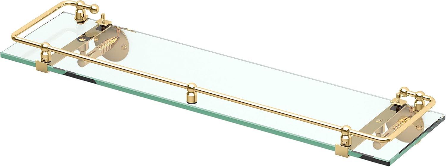 Gatco 1438 Glass Railing Shelf, Brass