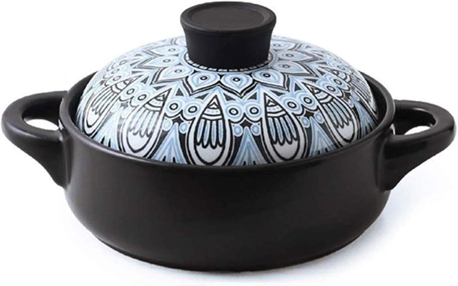 Casserole Cookware Casserole Dish with Lid Clay Pots for Cooking Cooking Pot Ceramic Casserole Classical Pattern Design Household Ceramic Soup Pot with Dual Handles and Lid Best for Coo