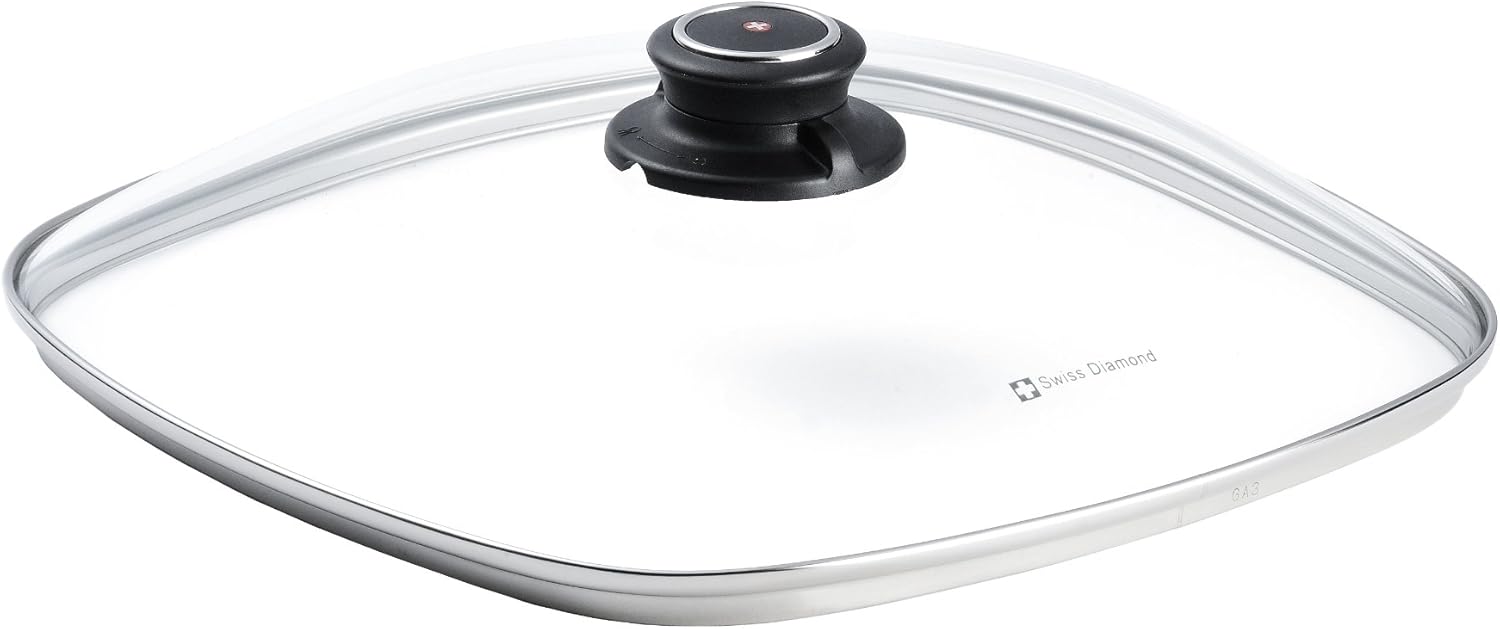 Swiss Diamond Square Heat Tempered Glass Cookware Lid, 11