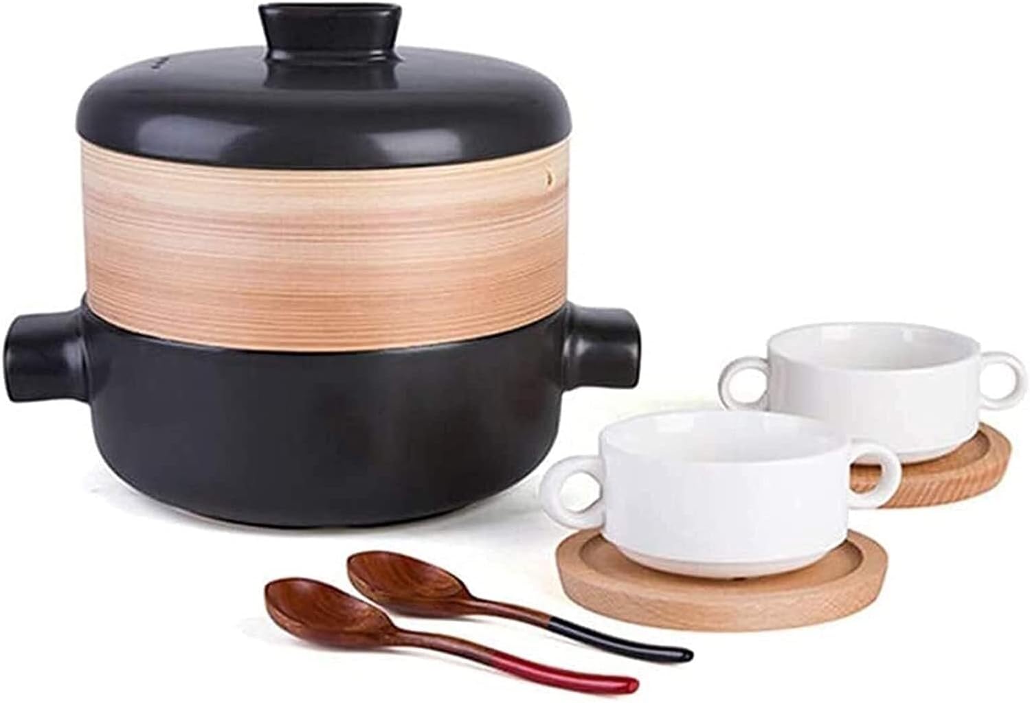 Ceramic Casserole Pot with Lid, High-Temperature Resistant Steamer, Healthy Cooking Pot for Oven, Stovetop Microwave, Easy to Clean