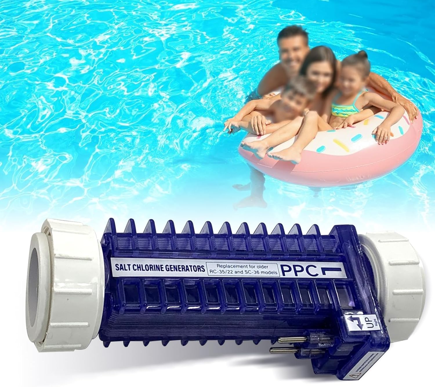 PPC1 Salt Cell Fit for Pool Pilot Digital Chlorine Generator, Replace# RC-5, RC-35/22, SC-36, AP-150, Salt Cell W/ 5