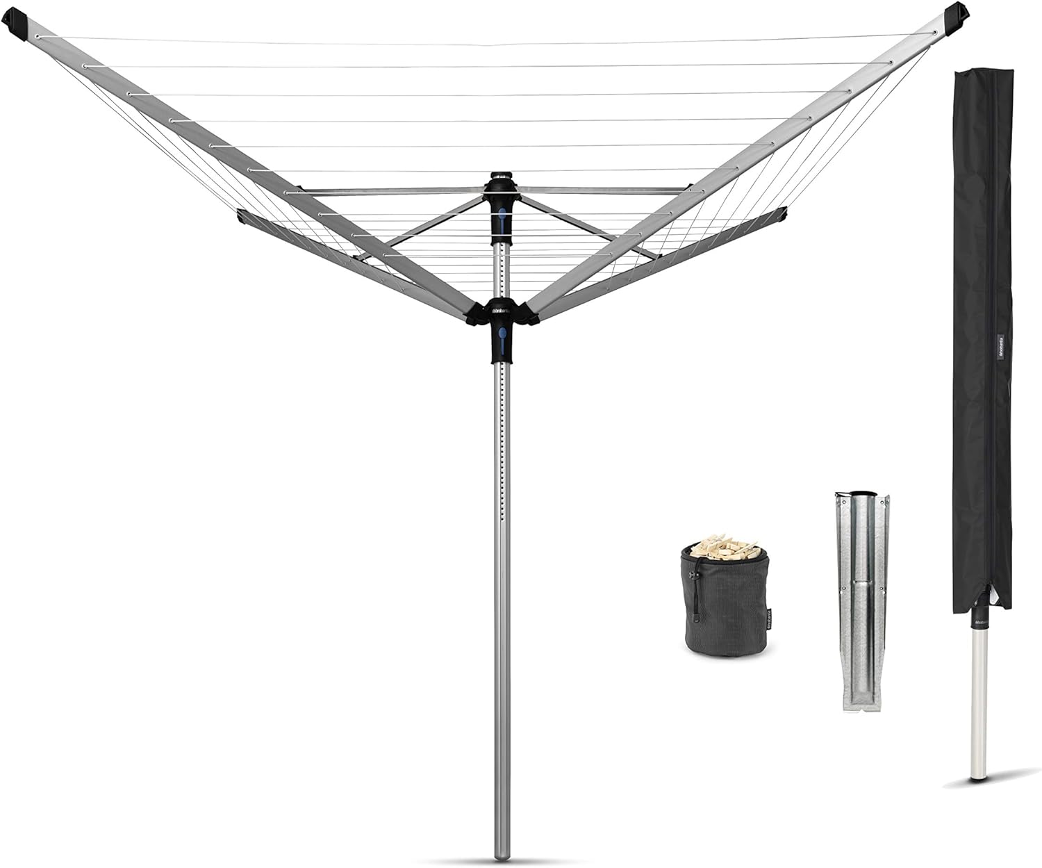 Brabantia Lift-O-Matic Advance Outdoor 4 Arm Clothesline (164 ft/Ø 1.97