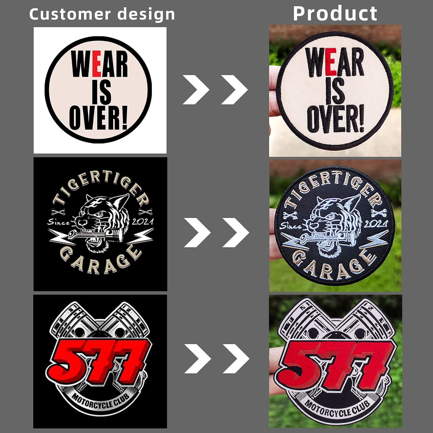 Custom Embroidery Patches, Personalized Morale Patches, Any Size or Logo can be Customized, Hook and Loop ，Sew on ，Iron on