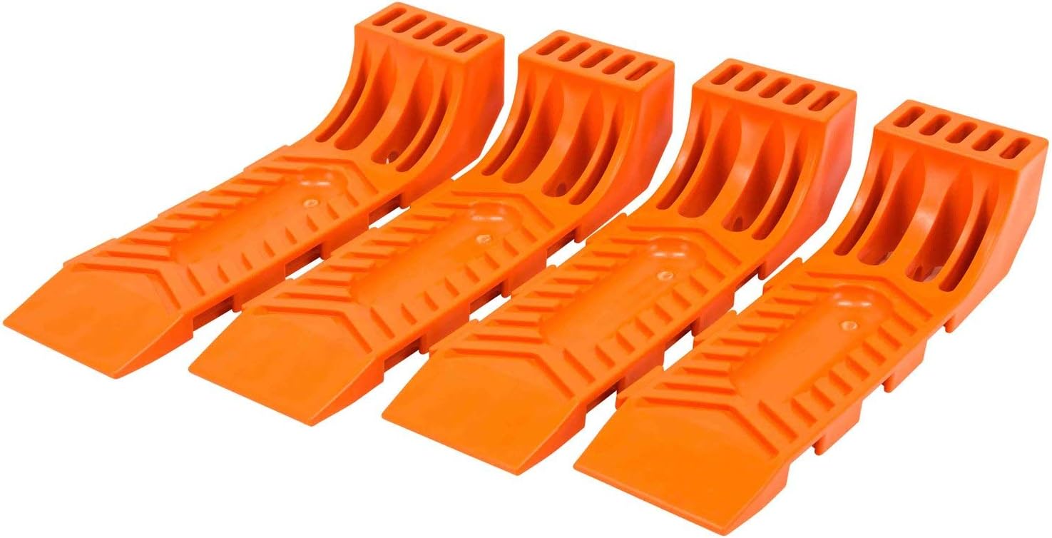 Mytee Products Interlocking Tire Skates for Tow Truck Wrecker Rollback Carrier Safety Orange (4pc Set)