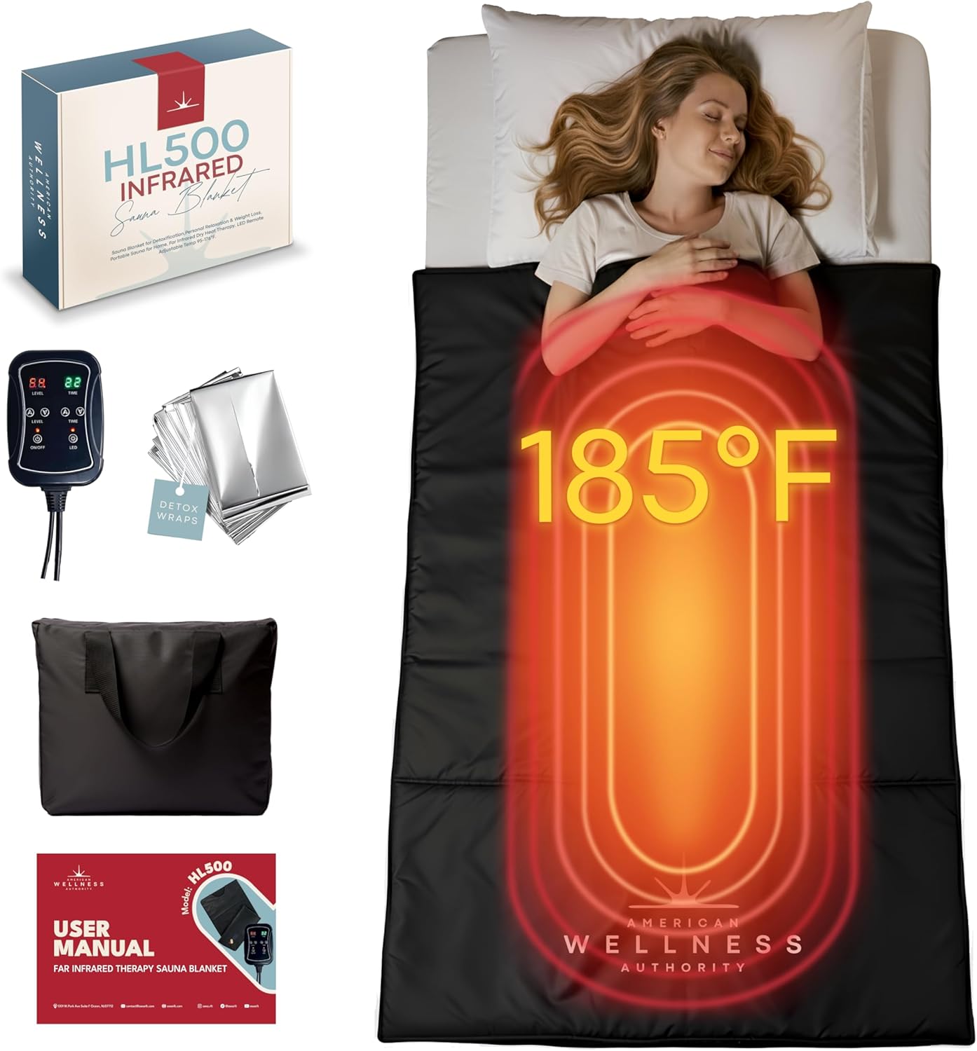 Sauna - Portable Sauna for Home - Infrared Blanket for Detox, Weight Loss & Relaxation, Dry Heat Therapy Bag, Personal Wellness at-Home Wraps with Adjustable Temp 95-185°F. 110V 500 Watts, 71