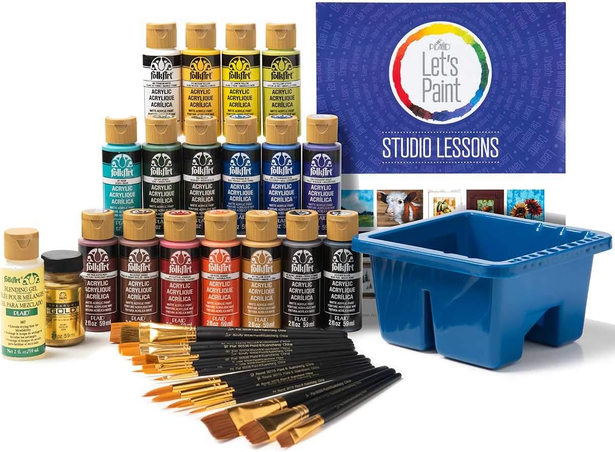 Folkart Color Acrylic Paint Set, 2 oz, 18 Metallics