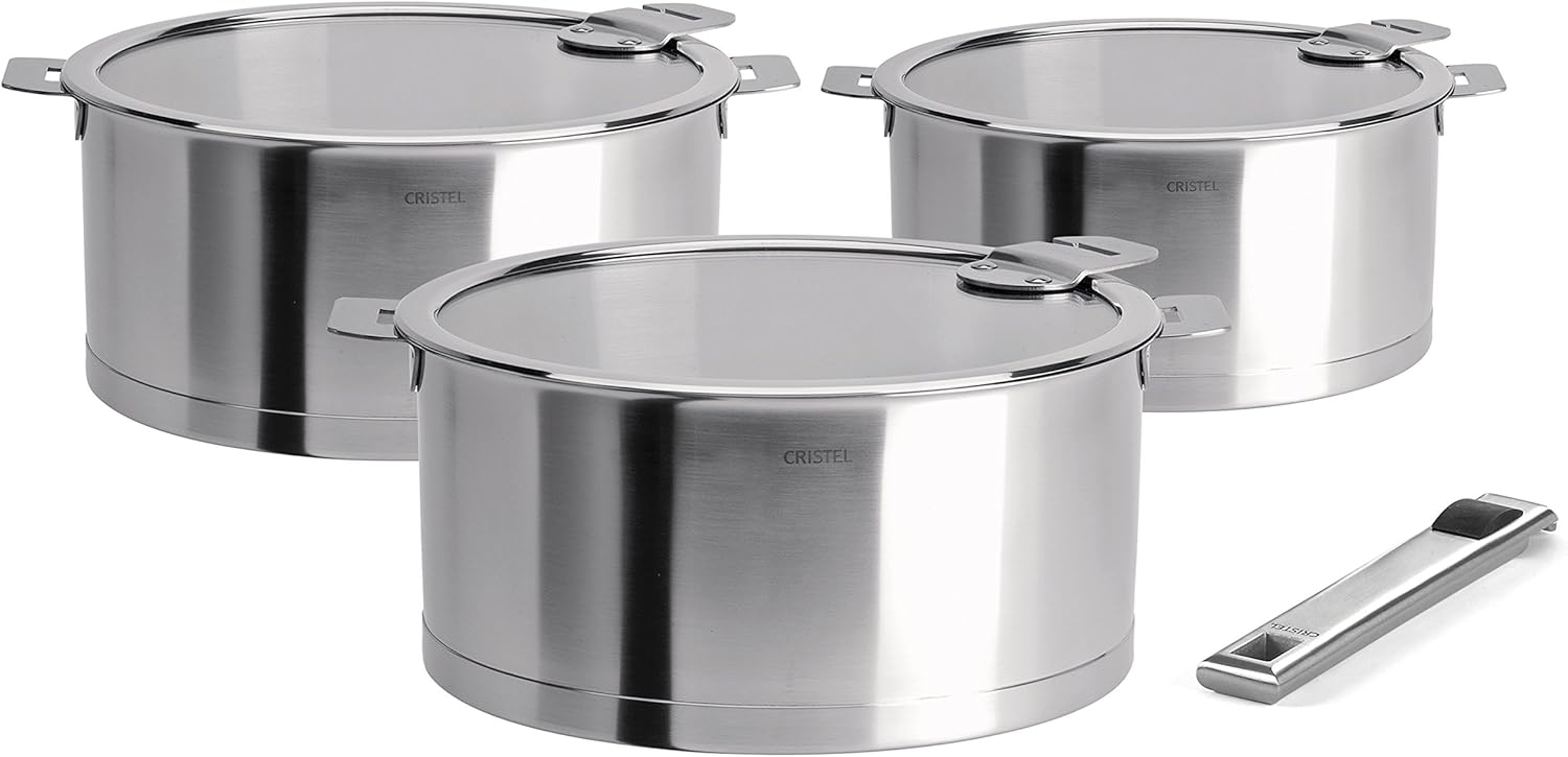 Cristel Strate Saucepan, 1.5 quart/2 quart/3 quart, Silver