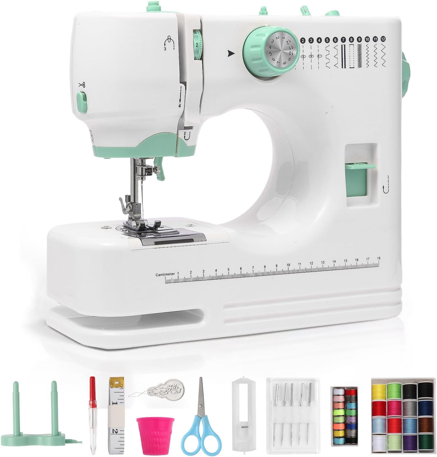 Upgrade Portable Beginners&Kids sewing machine,Dual Needle Types for Heavy Fabrics,16 Stitch Modes,Beginner-Friendly with Enlarged Foot Pedal Control