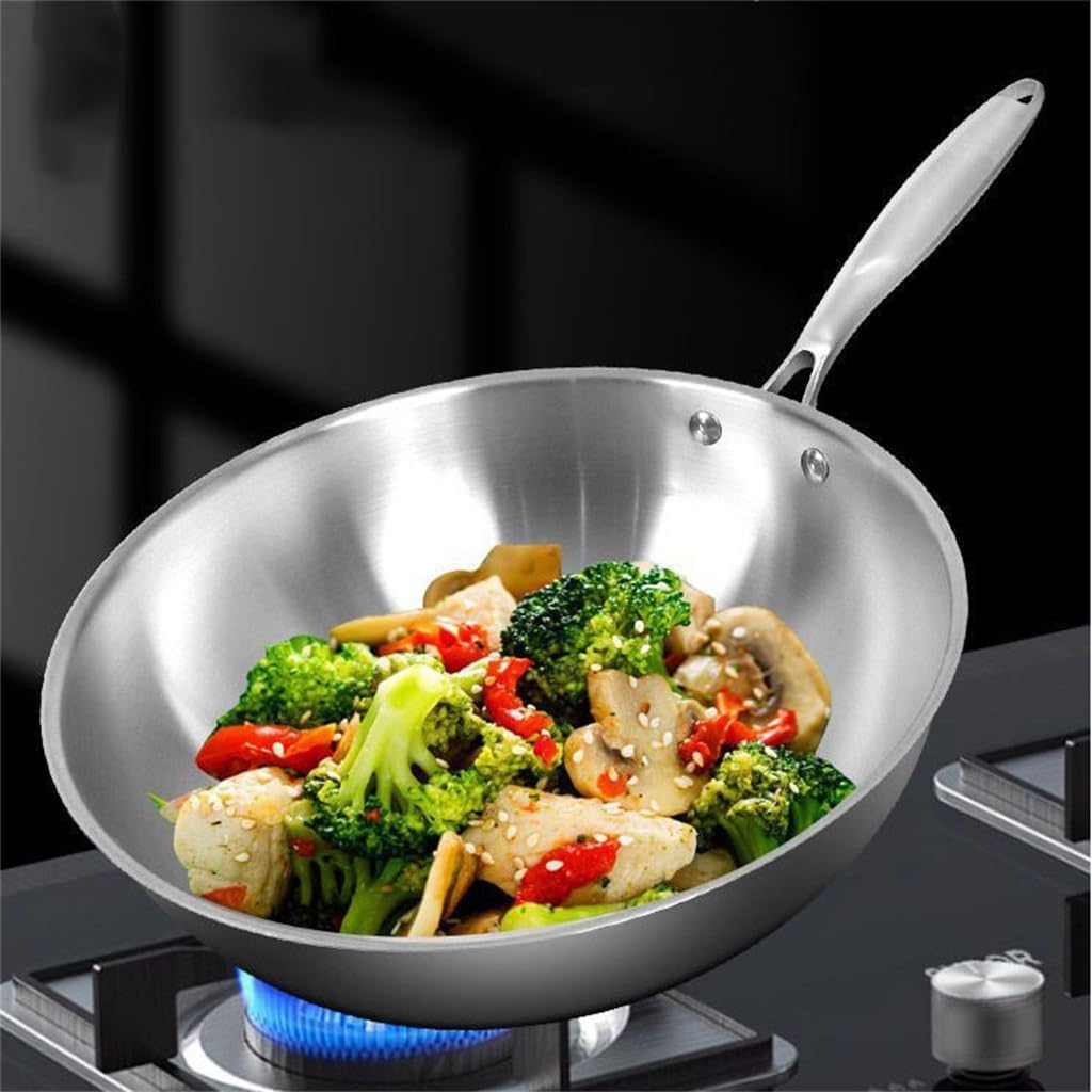 Stainless Steel 304 Thickened Uncoated Non-stick Household Wok Induction Cooker Gas