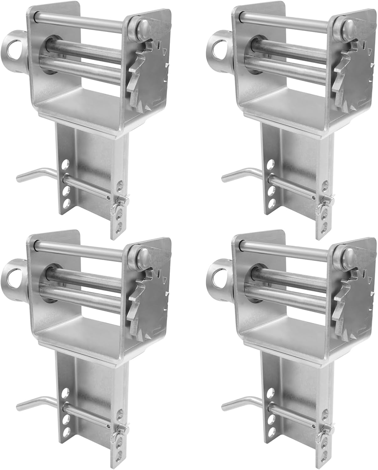 4 Pack Heavy Duty Trailer Stake Pocket Winch 5400lbs Capacity Secures Cargo on Flatbeds with Adjustable Galvanized Zinc Coating for Long-Lasting Use