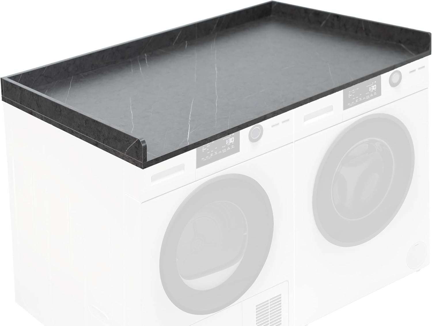 Life Finds 54 inch Washer Dryer Countertop with Safety Ledge for Laundry Room Organization, White Marble Pattern, LF-WDCT1WM