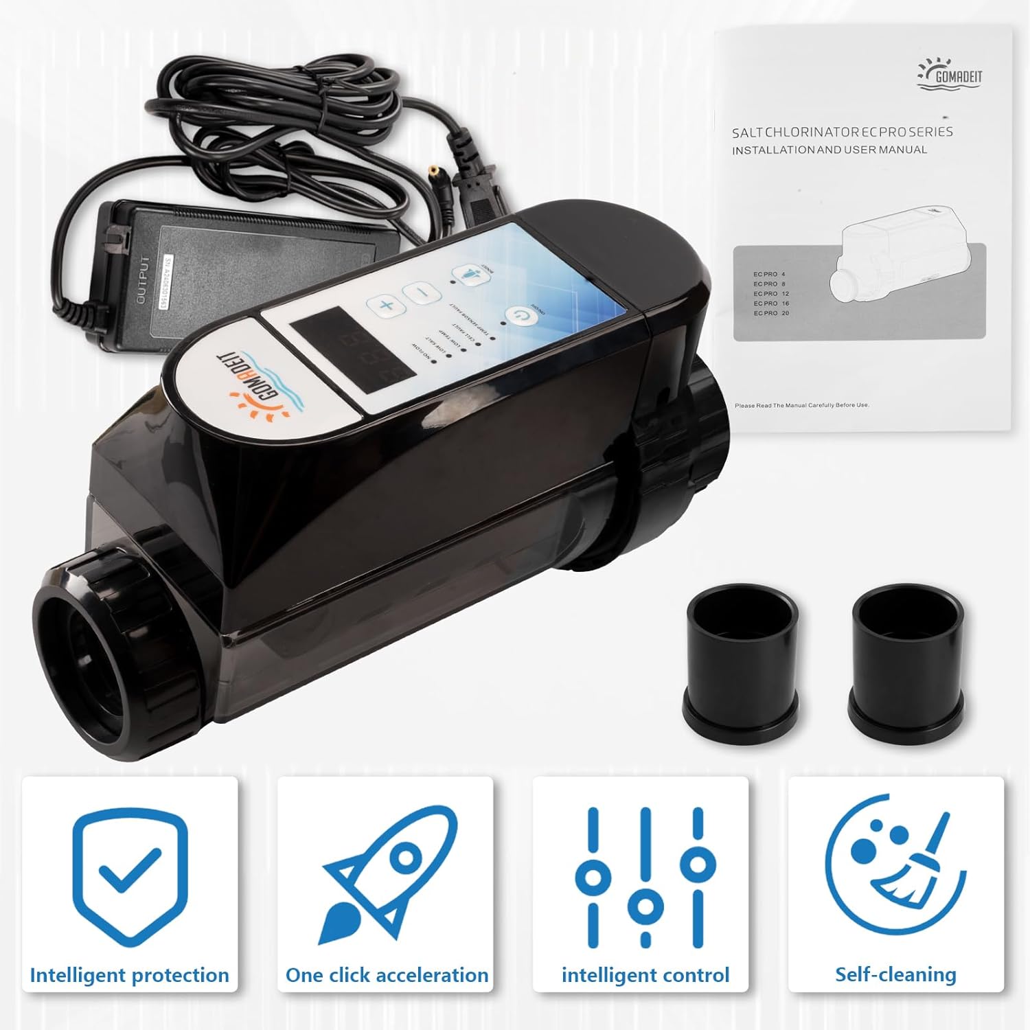 Salt Pool Chlorinator System, Salt Chlorine Generator for Above Ground Pool, Up to 20,000 Gallons Pool, Built in Wi Fi and Saltwater Swimming Pool System with Salinity Display