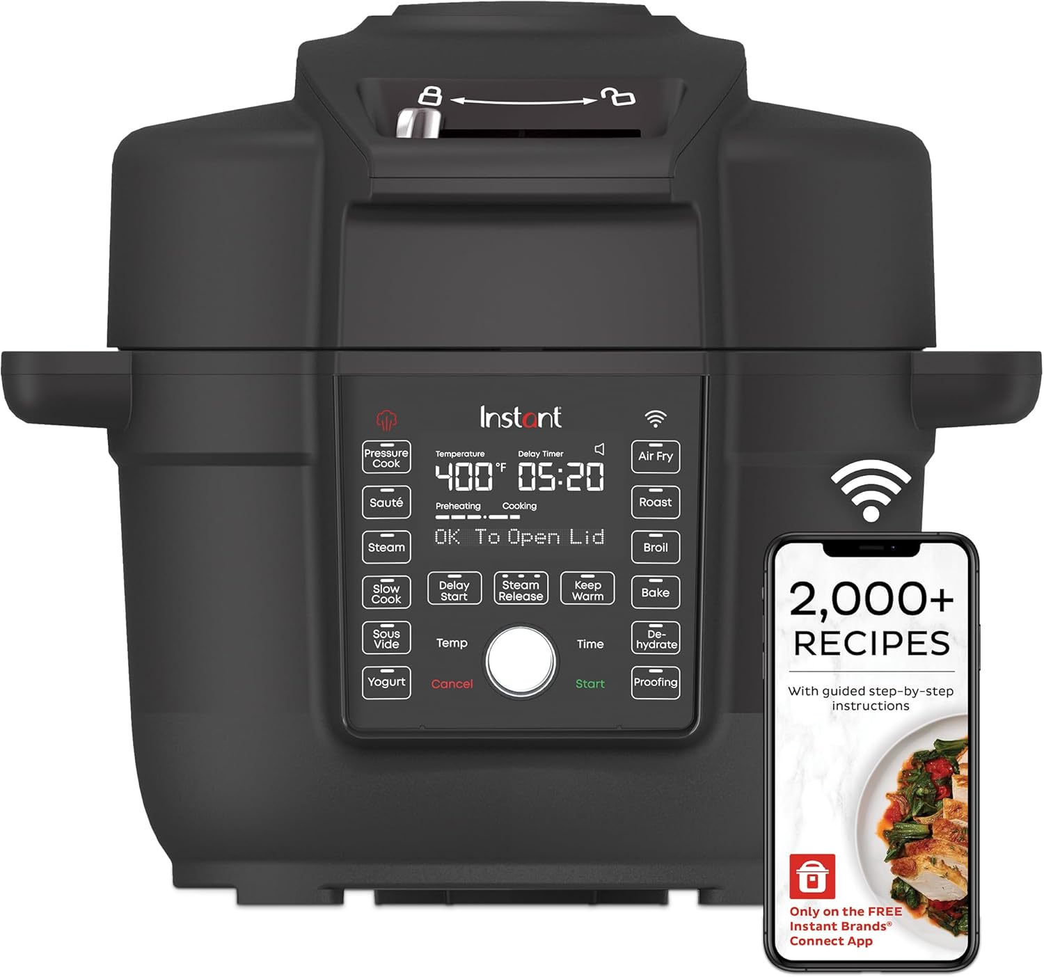 Instant Pot Duo Crisp Ultimate Lid,13-in-1 Air Fryer&Pressure Cooker Combo, Sauté, Slow Cook, Bake, Steam, Warm, Roast, Dehydrate, Sous Vide&Proof, App With Over 800 Recipes,1500 watts,6.5 Quart,Black