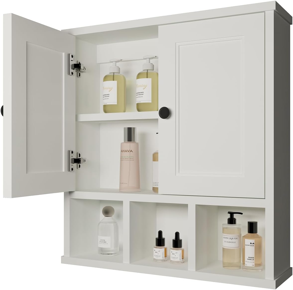 WPC Bathroom Cabinet Wall Mounted,with Adjustable Shelf,Wall Cabinet Shelf for Bathroom and Laundry, White