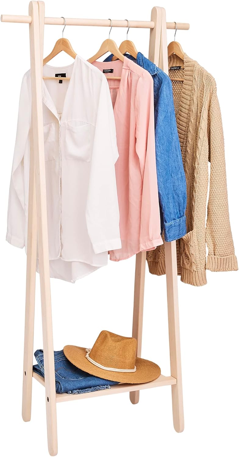 Pennsylvania Woodworks Handcrafted Maple Garment Rack - Sleek & Stylish Clothing Storage, Home Organization, Boutique Display, Coat Rack, Laundry Room Decor - Made in the USA (Medium)