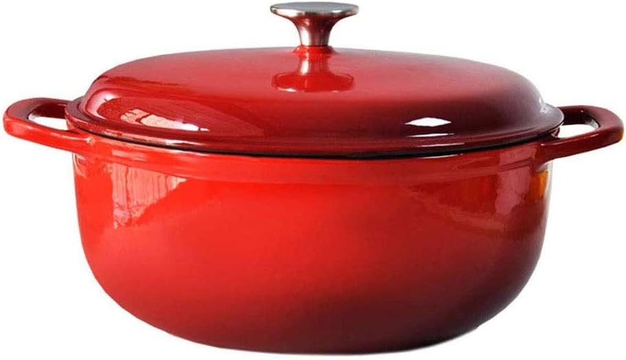 Casserole，Kitchen Non-stick Enamel Cast Iron Red Casserole with Lid Pot
