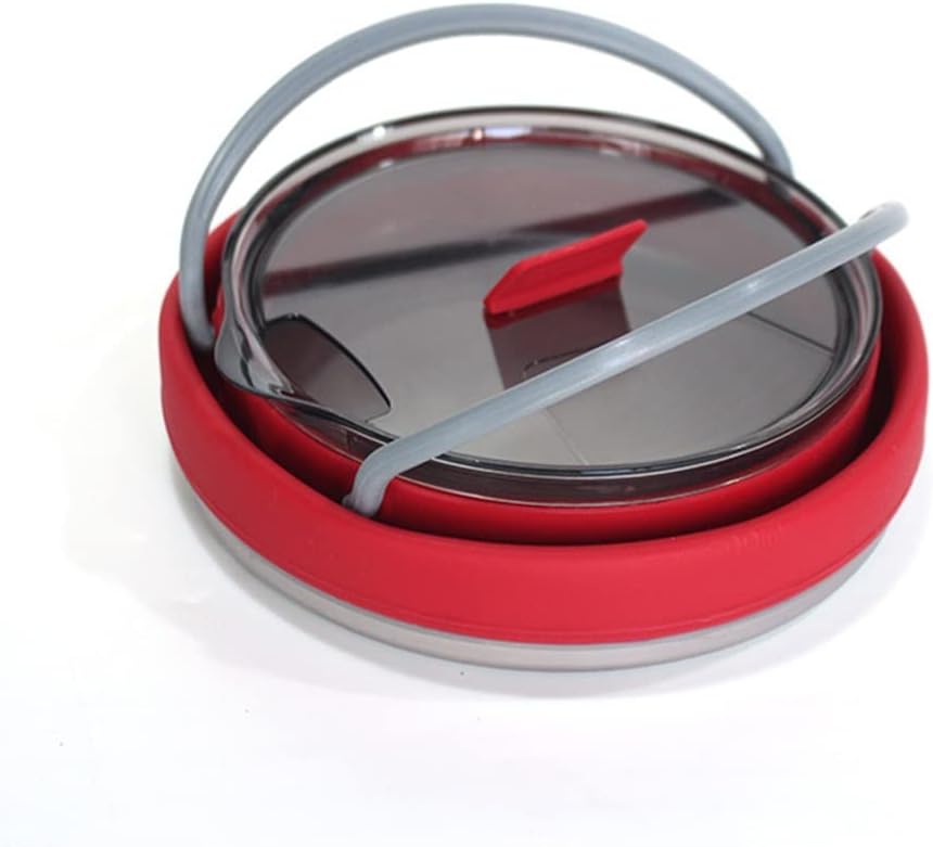 Outdoor Red and Green Travel Portable Heating Tea Coffee Rice Cooker Lightweight Silicone Folding Kettle with Handle(D)