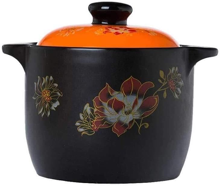 Ceramic Casserole Stew Pot, 3.5L High Temperature Resistant Soup Pot for Gas Stove, Household Kitchen Cookware