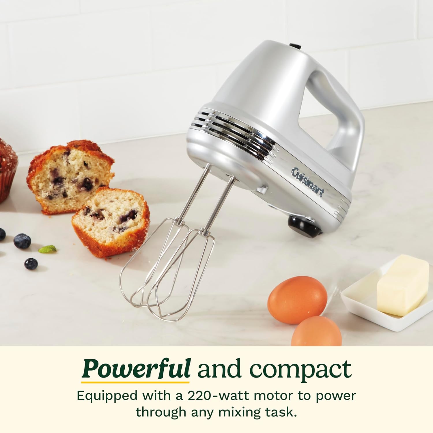 Cuisinart HM-90BCS Power Advantage Plus 9-Speed Handheld Mixer with Storage Case, Brushed Chrome