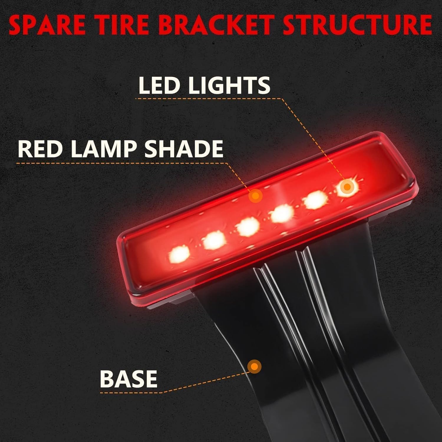 Spare Tire Holder Mounting Bracket Tire Carrier for Jeep Wrangler JK 07-18 with 3rd Third Brake Light Accessories 55397217AJ 68048581AA Aluminum Alloy Carrier Bracket(Red Lens)