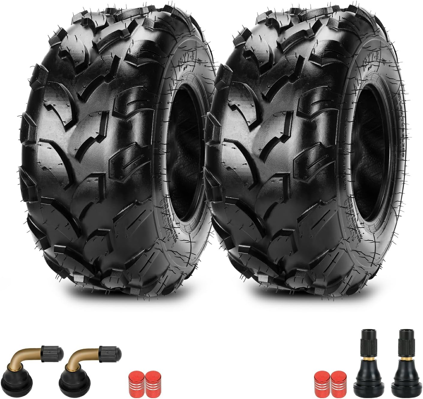 19x7-8 ATV Mini Bike Tires Tubeless Compatible with Coleman CT200U BT200X Baja MB165 MB200 Taotao Coolster 110cc 125cc UTV Quad 4 Wheeler Go Kart Replacement Parts PVR70 Valve Stem Set of 2