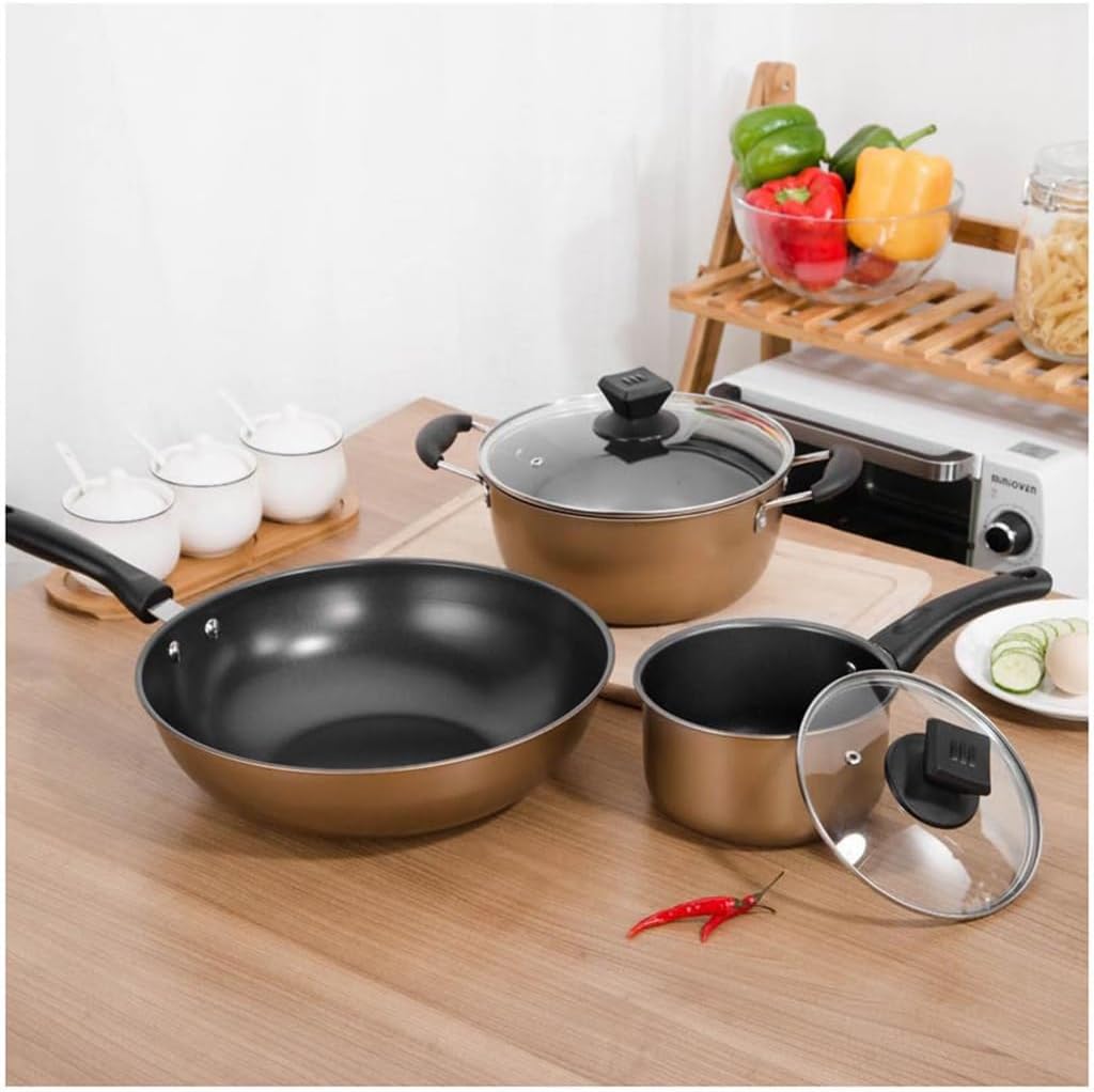 Home Kitchen Pot Set Three Rice Wok Soup Combination