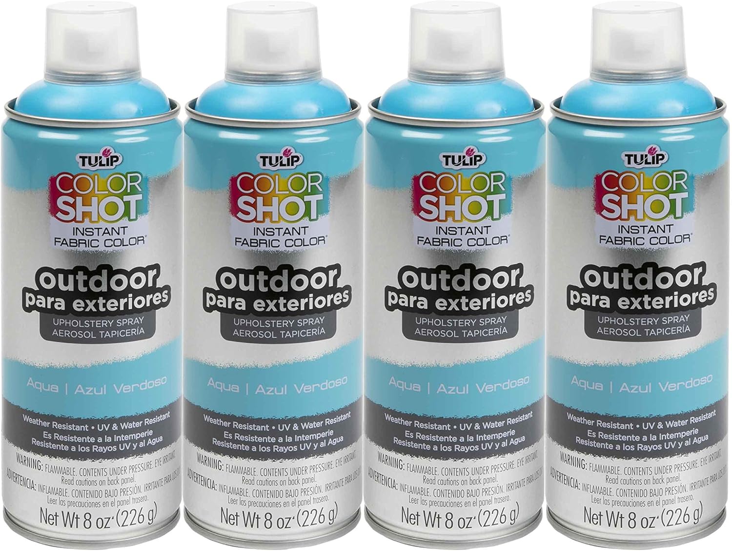 TULIP ColorShot Fabric Spray Paint for Outdoor Upholstery, Permanent Spray-On Fabric Paint for Furniture, Onyx Black 8 oz 4-Pack