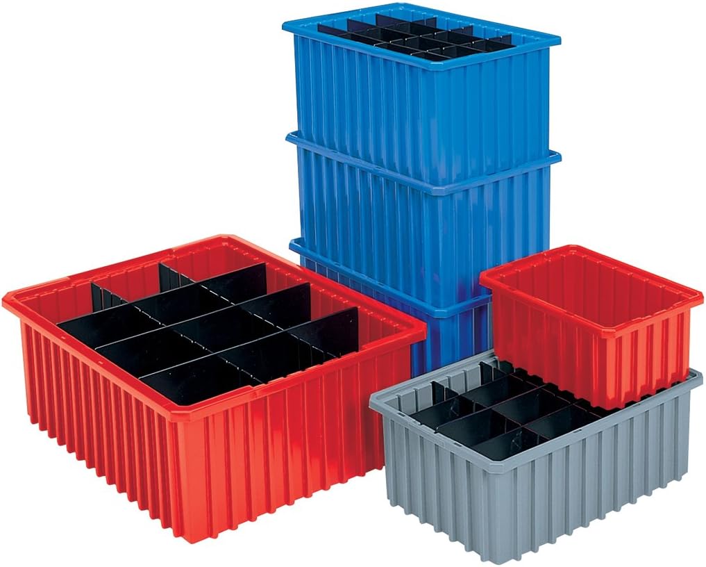 Akro-Mils - 33164BLUE 33164 Akro-Grid Plastic Slotted Dividable Modu Box Stackable Grid Storage Tote Container, (16-1/2-Inch L x 10-7/8-Inch W x 4-Inch H), (12 Pack), Blue