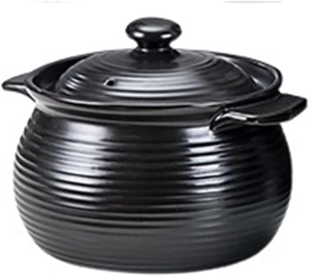 Heat-Resistant Clay Stock Pot, Porcelain One-Pot Casserole Stew Pot, Single Bottom, Suitable for Gas Stoves with Lid