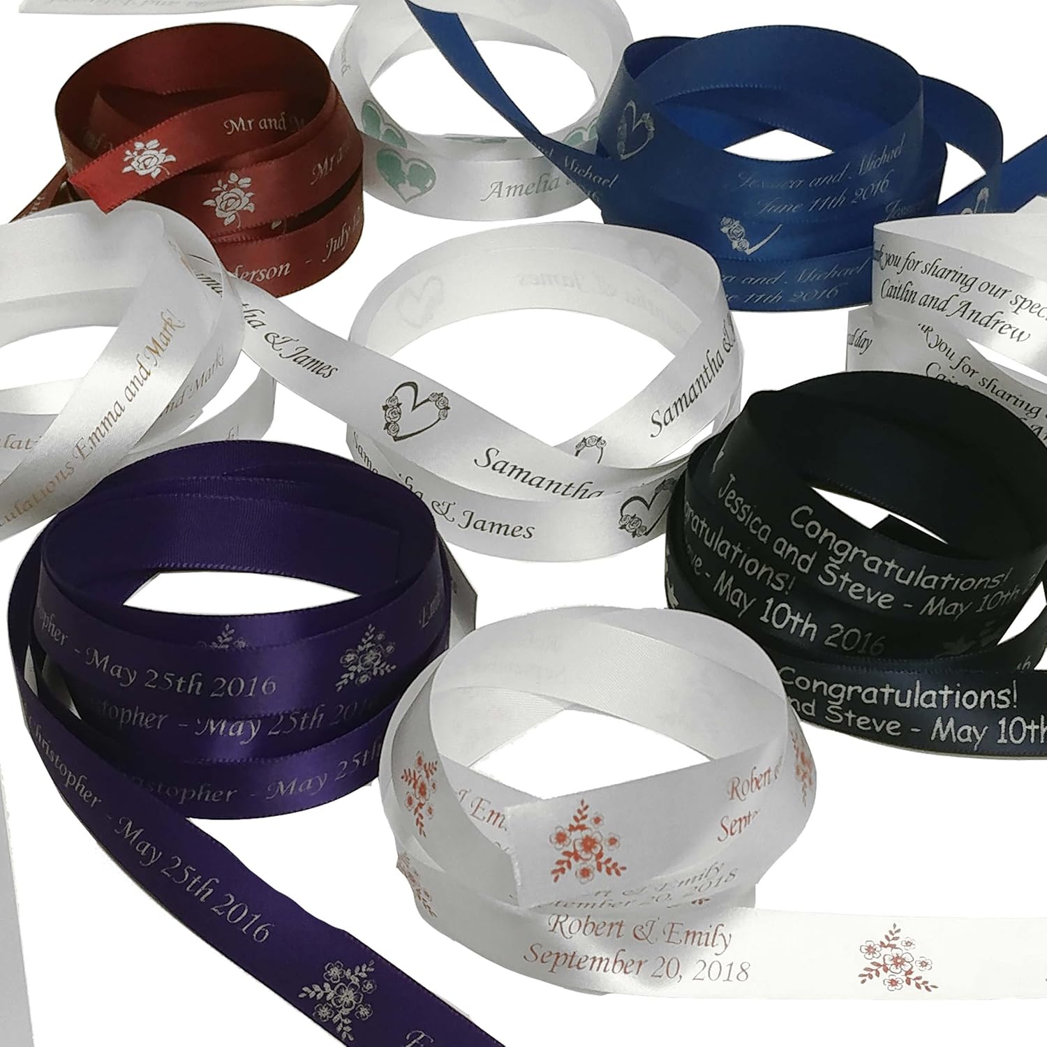Personalized Wedding Ribbon - Customized with Your Text for Favors & Gifts (100 Yards)