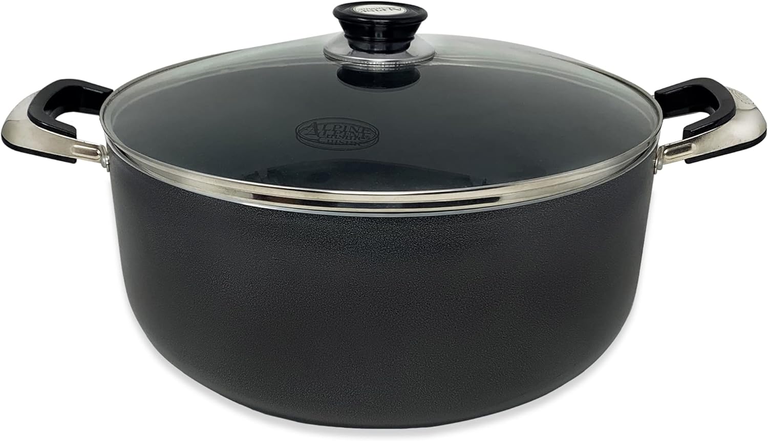 Alpine Cuisine 22 Quart Non-stick Stock Pot with Tempered Glass Lid and Carrying Handles, Multi-Purpose Cookware Aluminum Dutch Oven for Braising, Boiling, Stewing