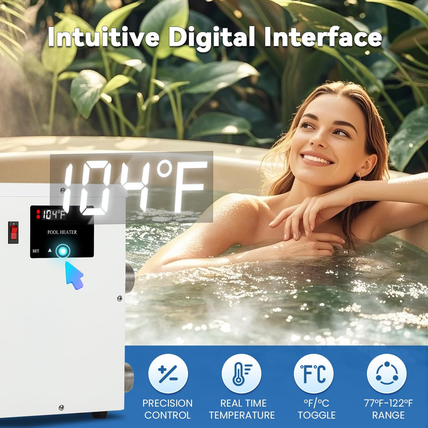 NEWTRY 11KW SPA Heater, 220V Pool Heater Electric Swimming Pool Heaters Hot Tub Heater Thermostats with Digital Display for SPA, Hot Tub, Above Ground Pool (Hardwire)