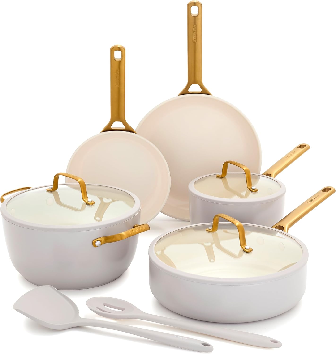 GreenPan Nonstick Reserve Pro 10 Piece Cookware Set, NSF Certified Ceramic, Hard Anodized PFAS-Free Pots & Pans Set with Lids, Stainless Steel Handles, Oven & Dishwasher Safe, Oyster Gray